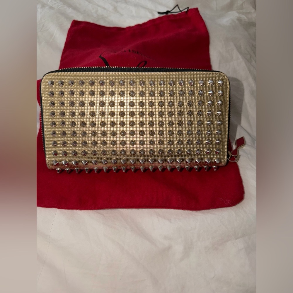 Christian Louboutin Panettone metallic gold spiked continental long wallet